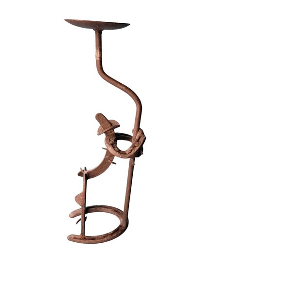 Cowboy Horseshoe Sculpture Candle Holder - Picture 1 of 8